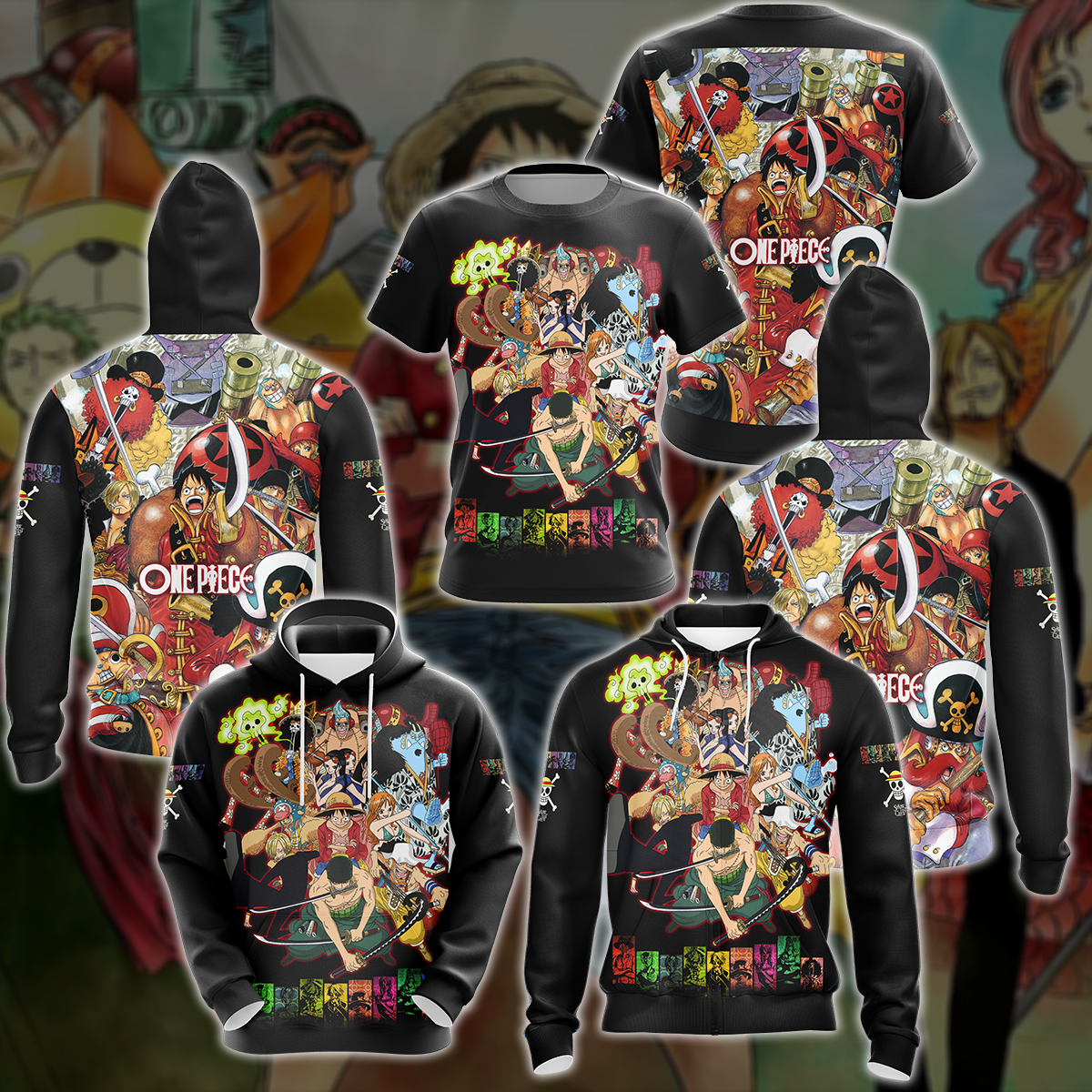 One Piece Straw Hat Pirates Anime Manga 3D All Over Print T-shirt Tank Top Zip Hoodie Pullover Hoodie Hawaiian Shirt Beach Shorts Jogger