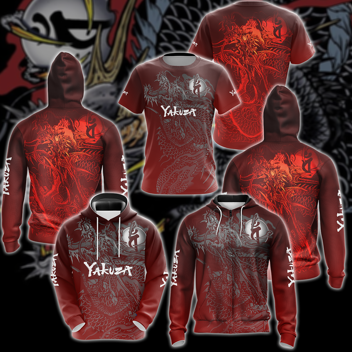 Yakuza Video Game 3D All Over Printed T-shirt Tank Top Zip Hoodie Pullover Hoodie Hawaiian Shirt Beach Shorts Jogger