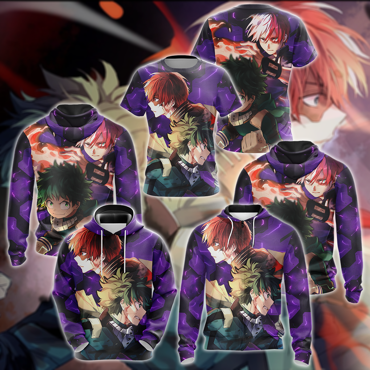 My Hero Academia: Deku x Todoroki 3D All Over Print T-shirt Tank Top Zip Hoodie Pullover Hoodie Hawaiian Shirt Beach Shorts Jogger