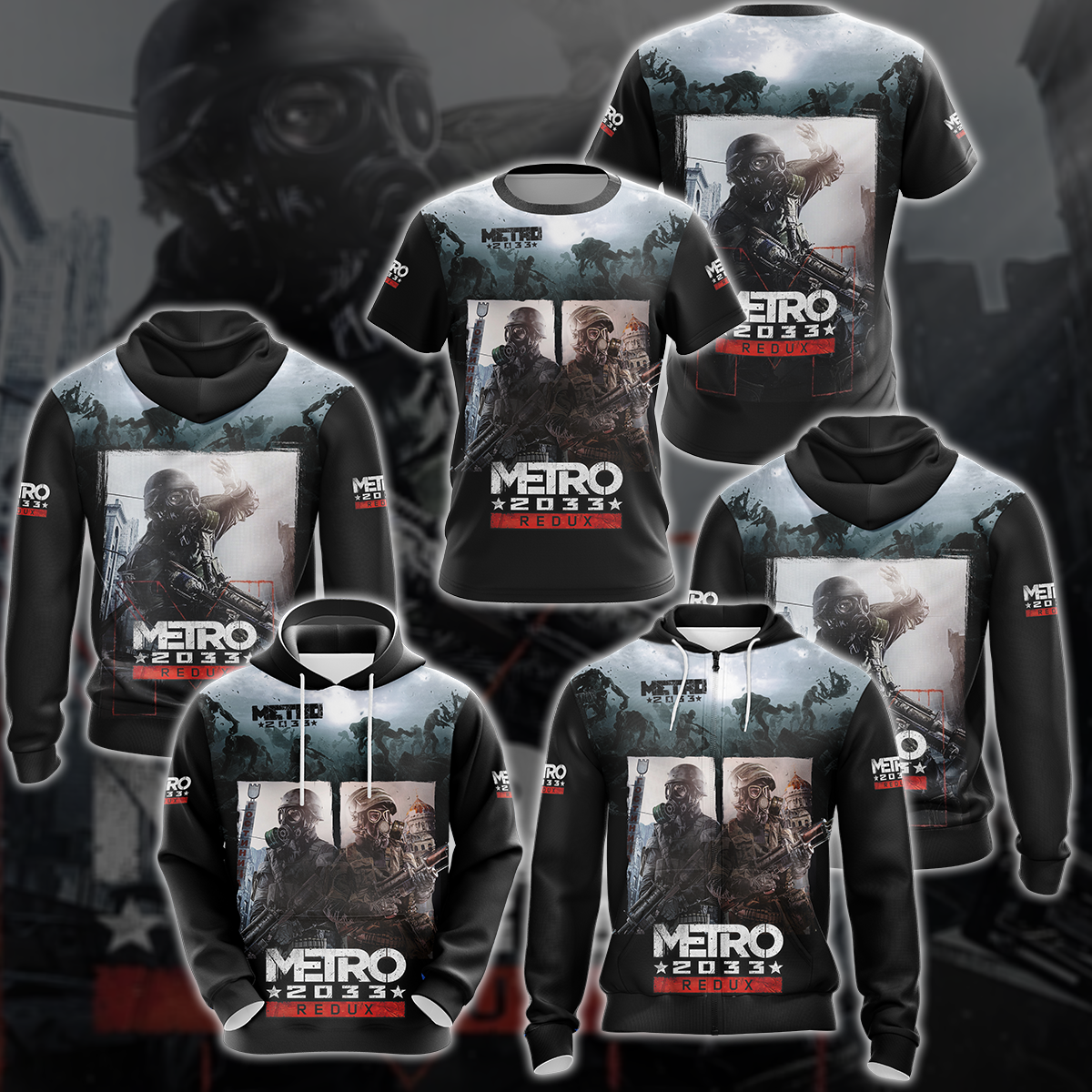Metro 2033 Redux Video Game 3D All Over Printed T-shirt Tank Top Zip Hoodie Pullover Hoodie Hawaiian Shirt Beach Shorts Jogger