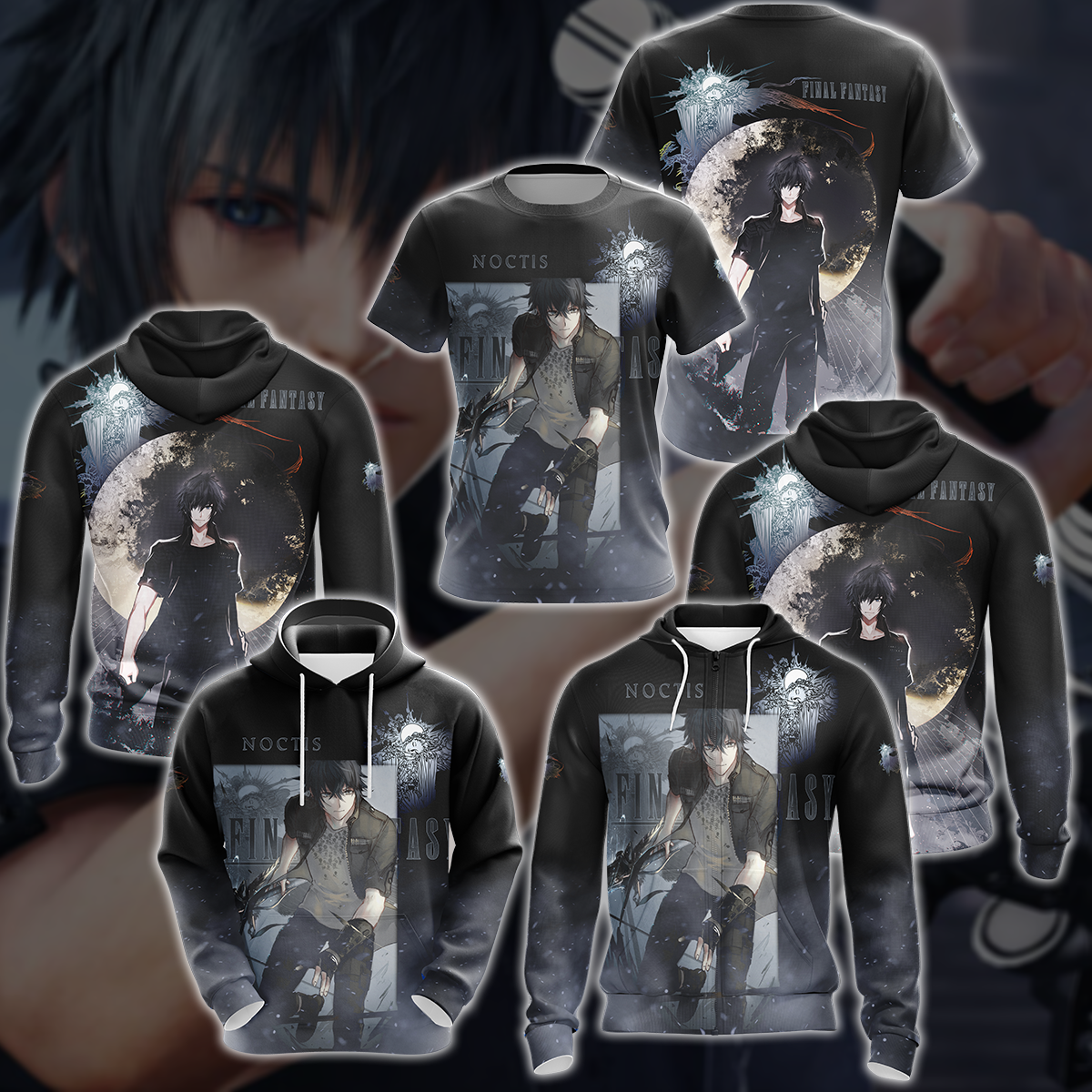 Final Fantasy XV Noctis Video Game 3D All Over Print T-shirt Tank Top Zip Hoodie Pullover Hoodie Hawaiian Shirt Beach Shorts Jogger