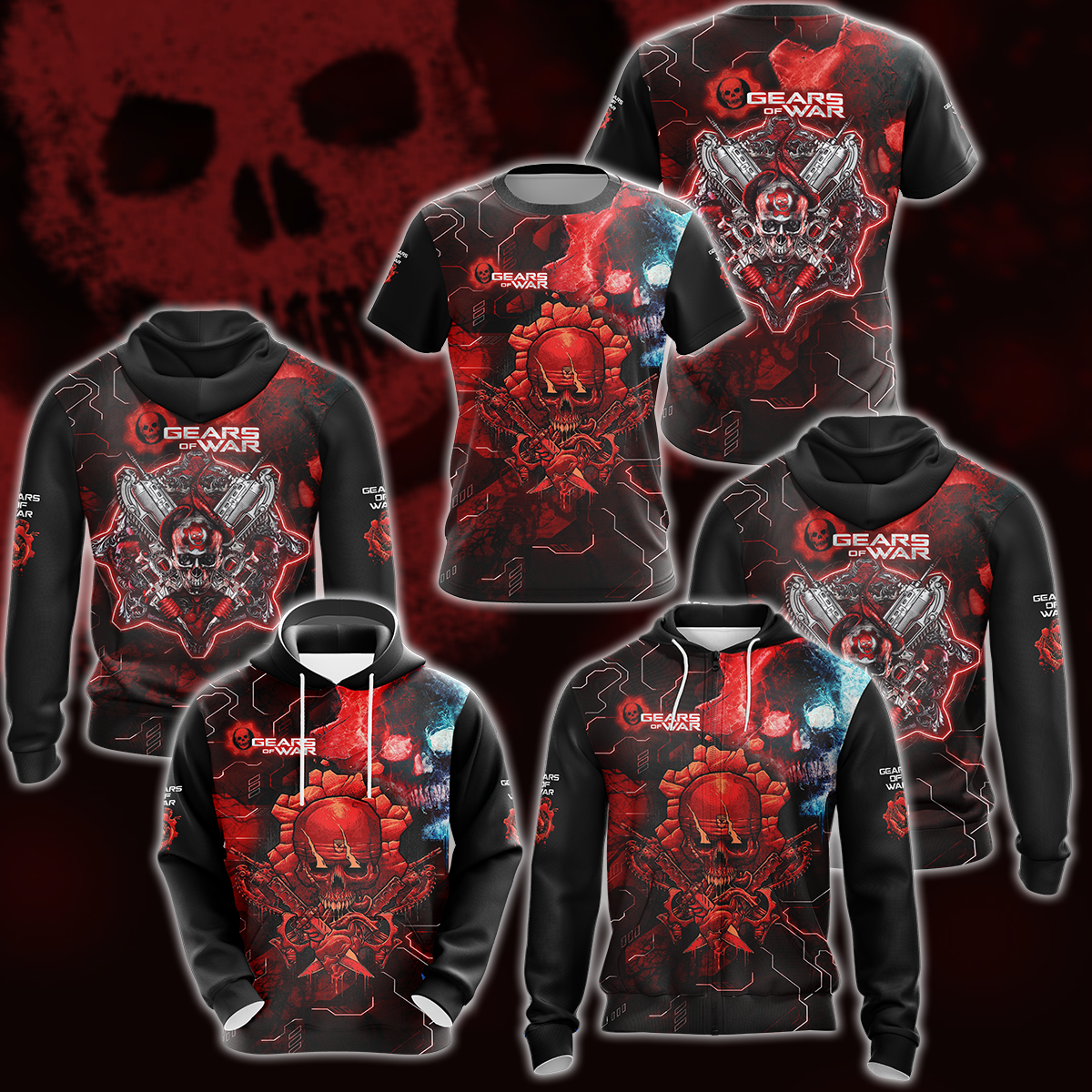 Gears of War Video Game 3D All Over Printed T-shirt Tank Top Zip Hoodie Pullover Hoodie Hawaiian Shirt Beach Shorts Jogger