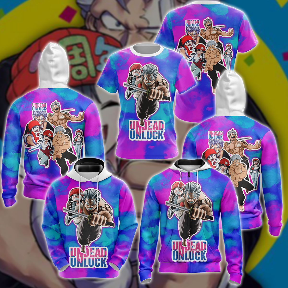 Undead Unluck Anime Manga 3D All Over Printed T-shirt Tank Top Zip Hoodie Pullover Hoodie Hawaiian Shirt Beach Shorts Jogger