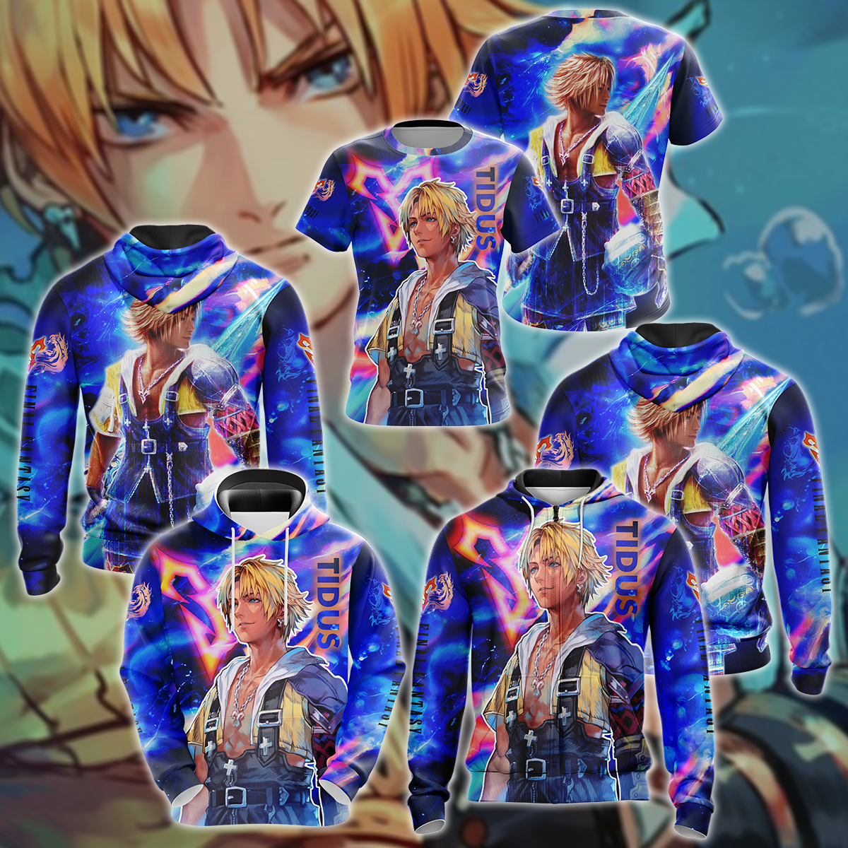 Final Fantasy X Tidus 3D All Over Print T-shirt Tank Top Zip Hoodie Pullover Hoodie Hawaiian Shirt Beach Shorts Jogger