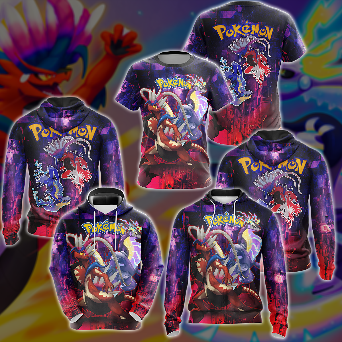 Pokemon Scarlet Violet Video Game 3D All Over Print T-shirt Tank Top Zip Hoodie Pullover Hoodie Hawaiian Shirt Beach Shorts Jogger