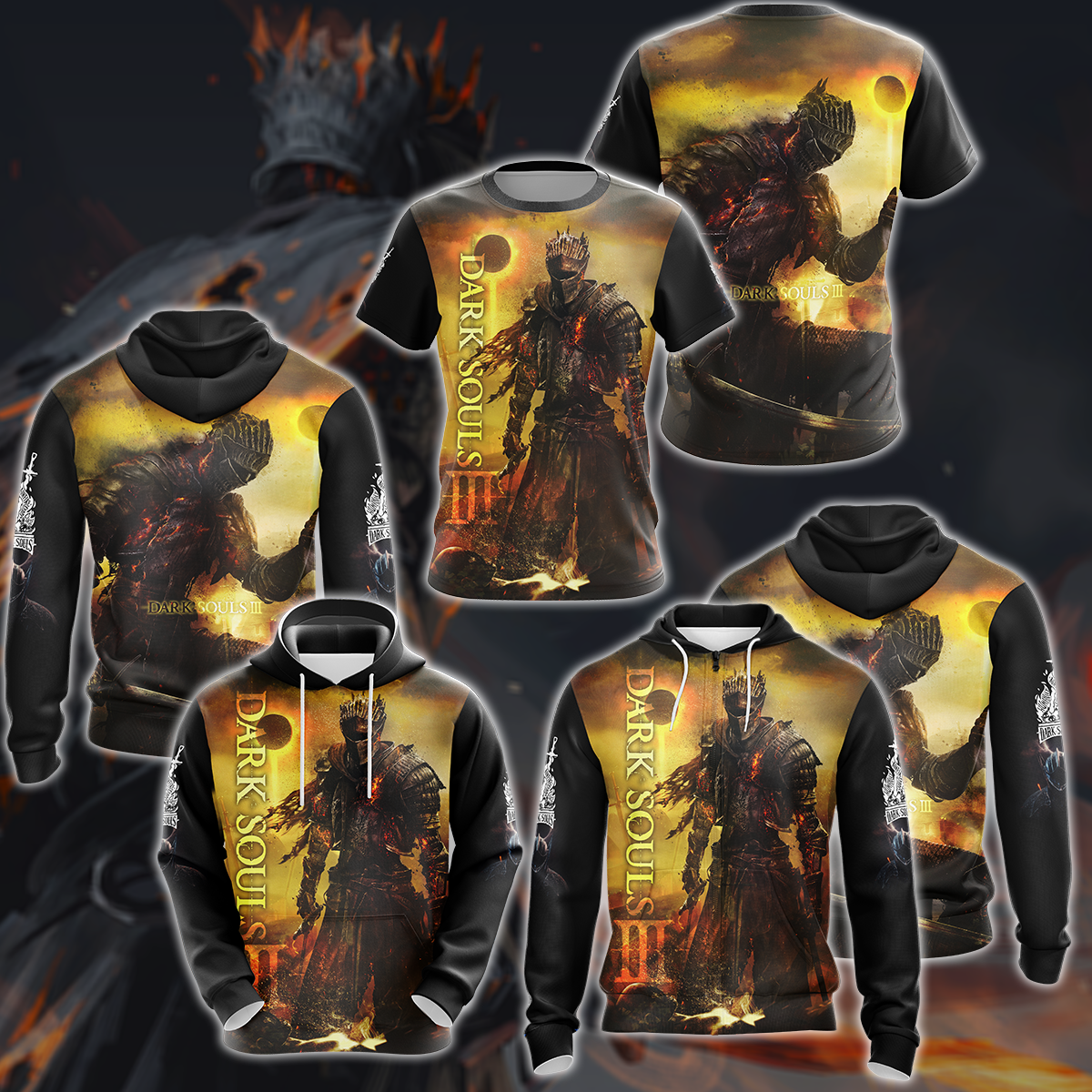 Dark Souls 3 Video Game 3D All Over Printed T shirt Tank Top Zip Hoodi WackyTee