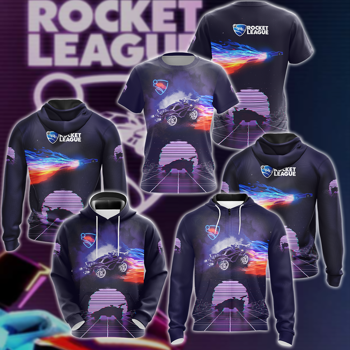 Rocket League Video Game 3D All Over Print T-shirt Tank Top Zip Hoodie Pullover Hoodie Hawaiian Shirt Beach Shorts Jogger