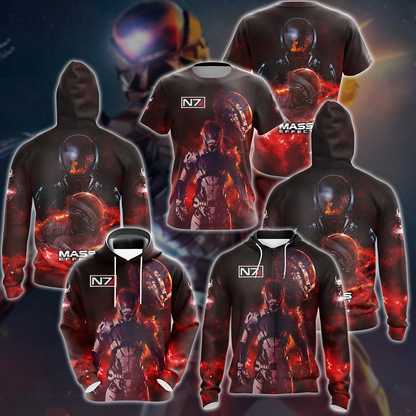 Mass Effect Video Game 3D All Over Printed T-shirt Tank Top Zip Hoodie Pullover Hoodie Hawaiian Shirt Beach Shorts Jogger