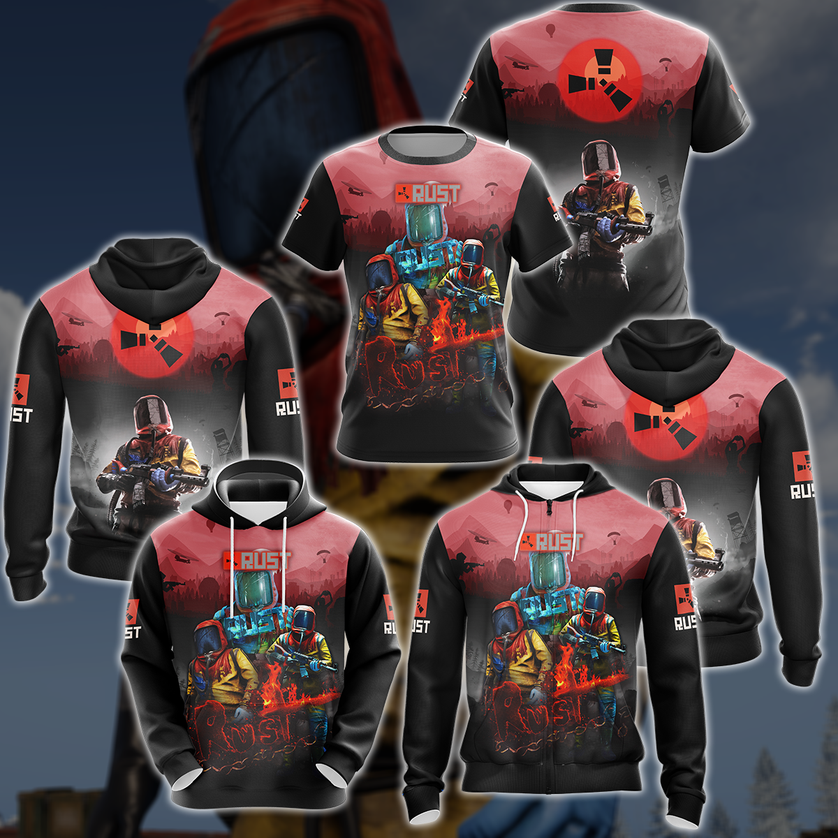 Rust Video Game 3D All Over Printed T-shirt Tank Top Zip Hoodie Pullover Hoodie Hawaiian Shirt Beach Shorts Jogger