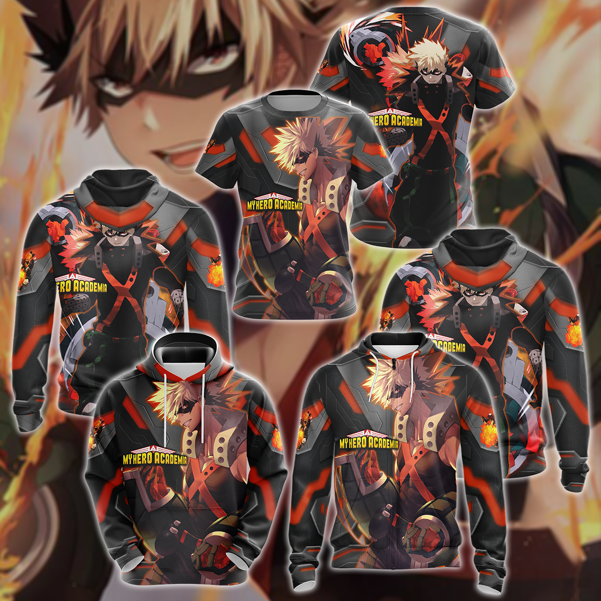 My Hero Academia Bakugou 3D All Over Print T-shirt Tank Top Zip Hoodie Pullover Hoodie Hawaiian Shirt Beach Shorts Jogger