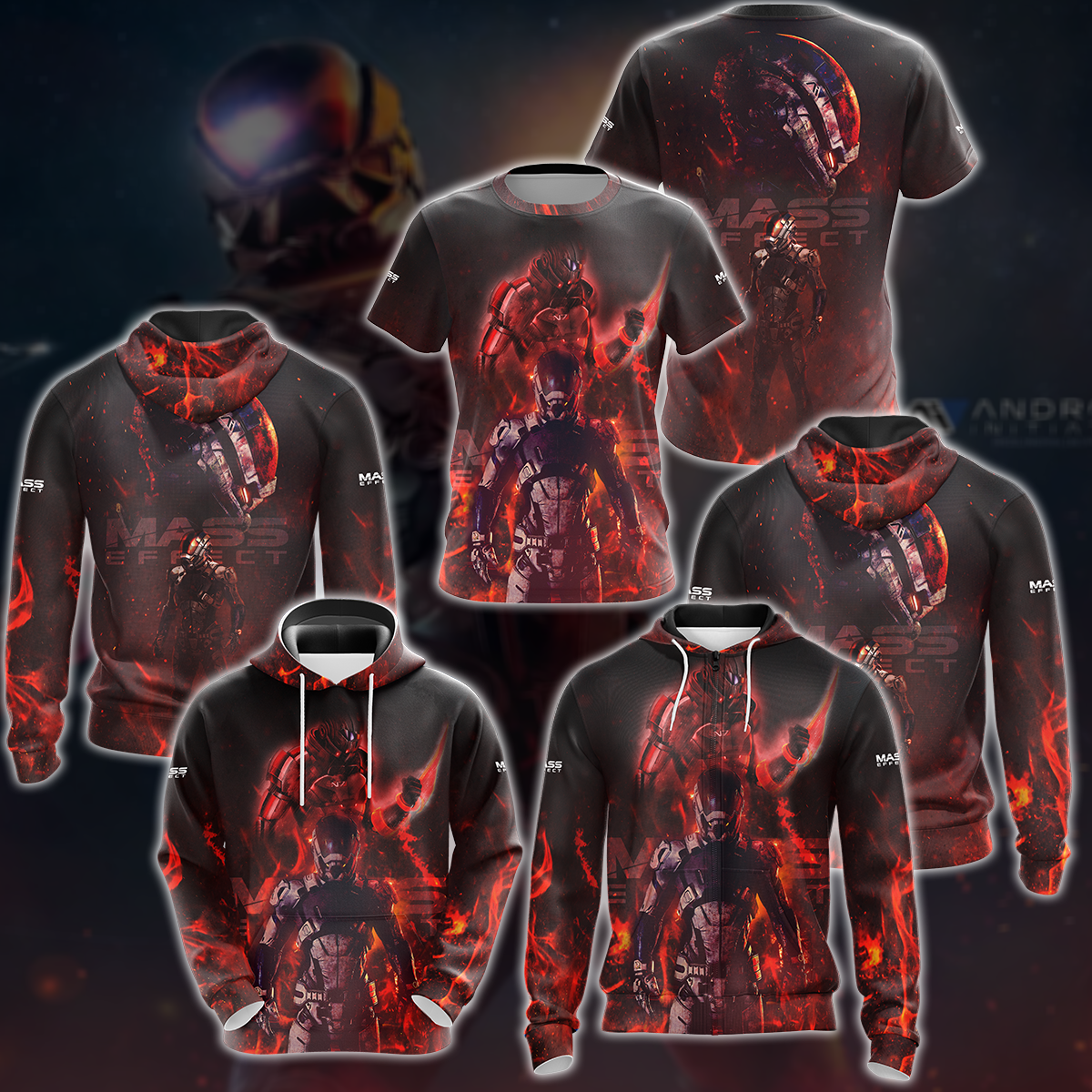 Mass Effect Video Game 3D All Over Print T-shirt Tank Top Zip Hoodie Pullover Hoodie Hawaiian Shirt Beach Shorts Jogger
