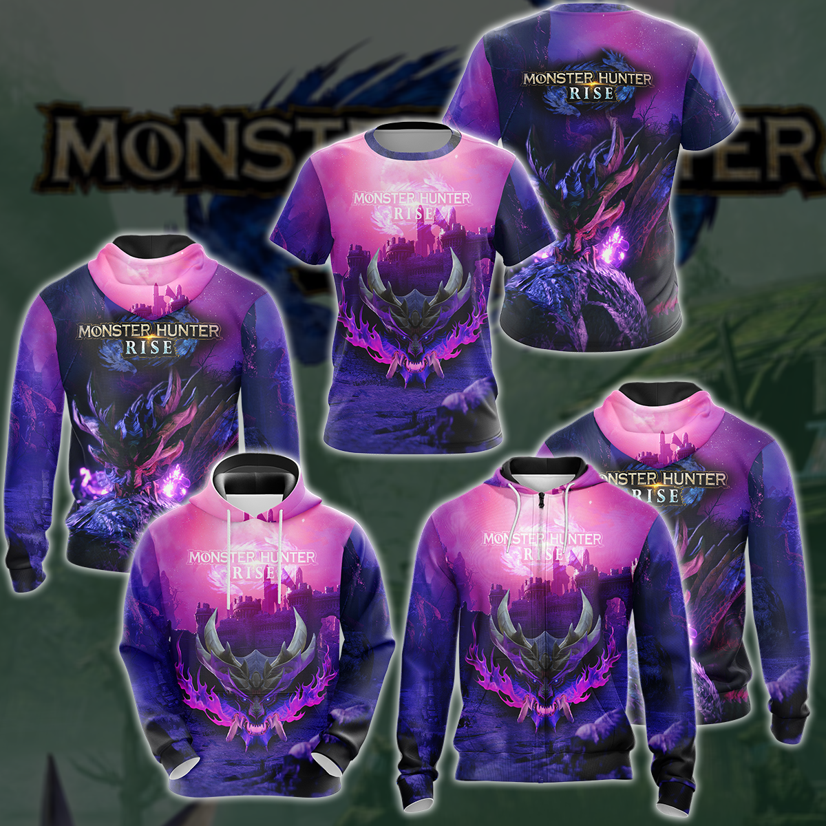 Monster Hunter Rise Video Game 3D All Over Printed T-shirt Tank Top Zip Hoodie Pullover Hoodie Hawaiian Shirt Beach Shorts Jogger
