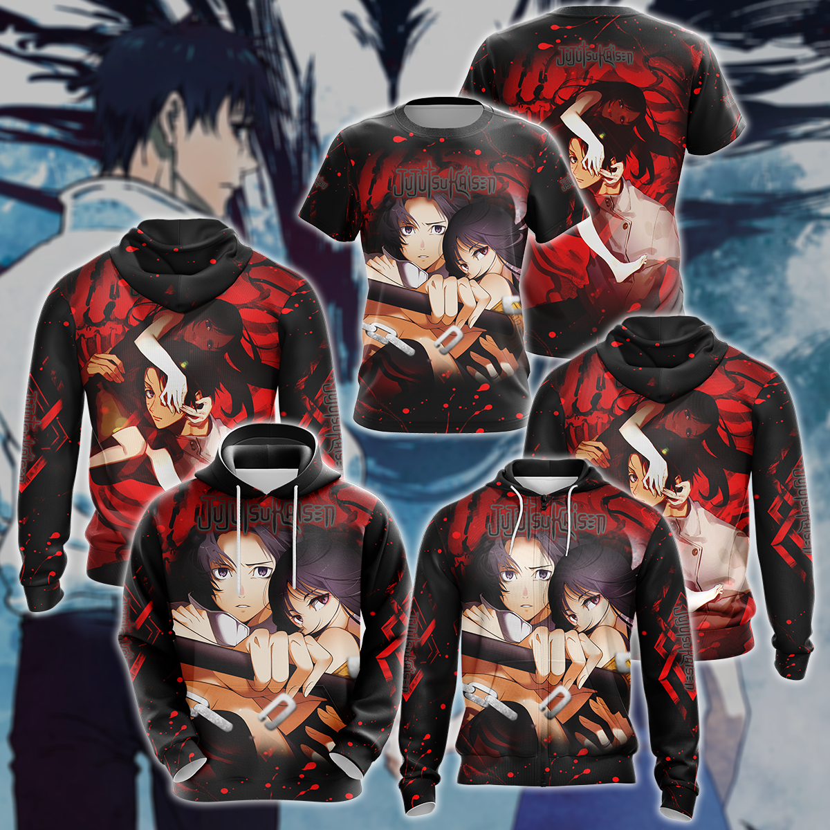 Jujutsu Kaisen Yuta & Rika Human Form 3D All Over Print T-shirt Tank Top Zip Hoodie Pullover Hoodie Hawaiian Shirt Beach Shorts Jogger
