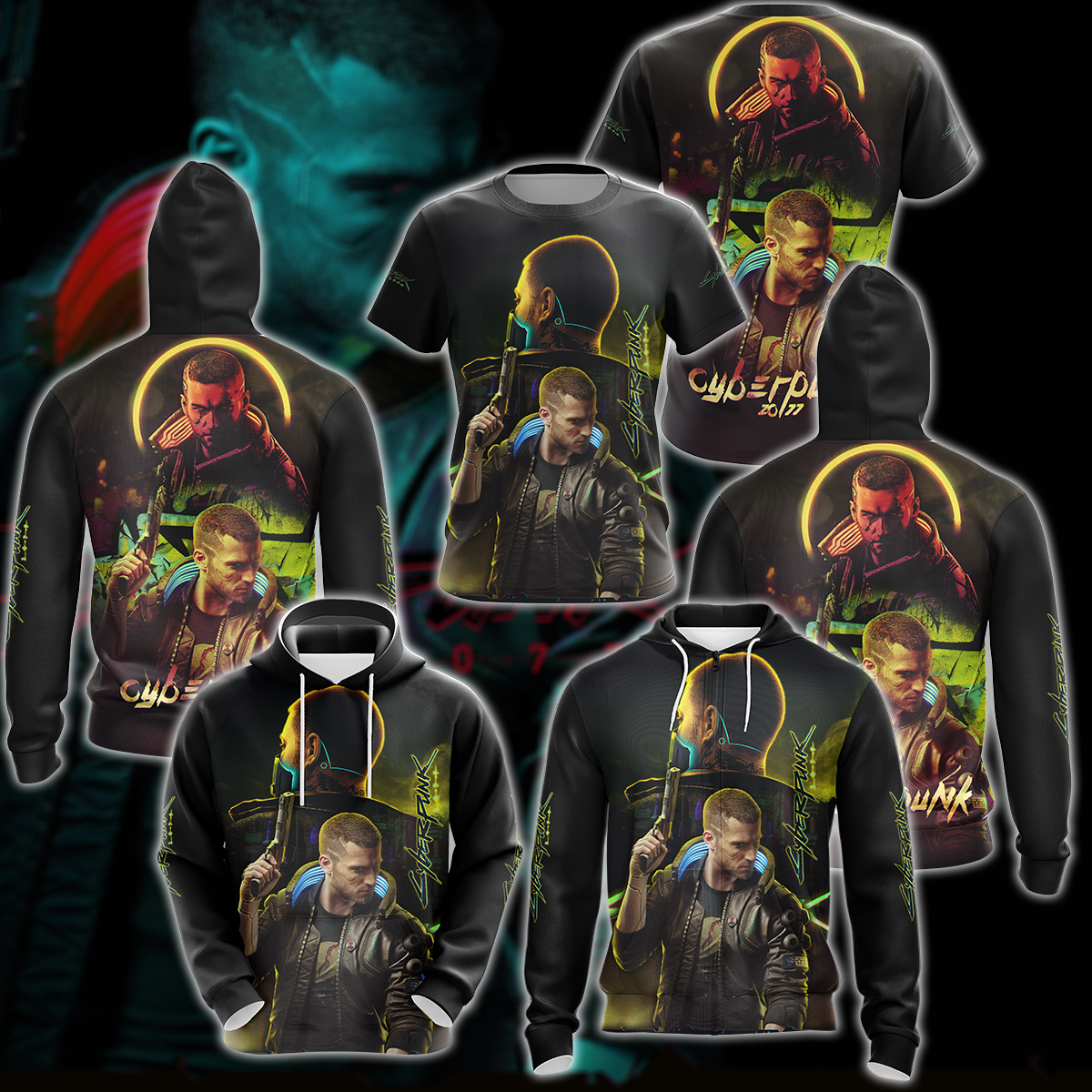 Cyberpunk 2077 Video Game 3D All Over Print T-shirt Tank Top Zip Hoodie Pullover Hoodie Hawaiian Shirt Beach Shorts Jogger