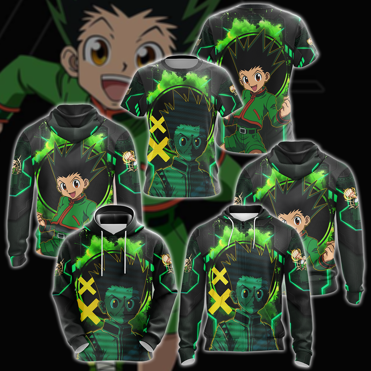 Hunter x Hunter Gon 3D All Over Print T-shirt Tank Top Zip Hoodie Pullover Hoodie Hawaiian Shirt Beach Shorts Jogger