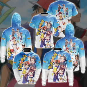 Pokemon Ash Ketchum Anime Manga 3D All Over Print T-shirt Tank Top Zip Hoodie Pullover Hoodie Hawaiian Shirt Beach Shorts Jogger   