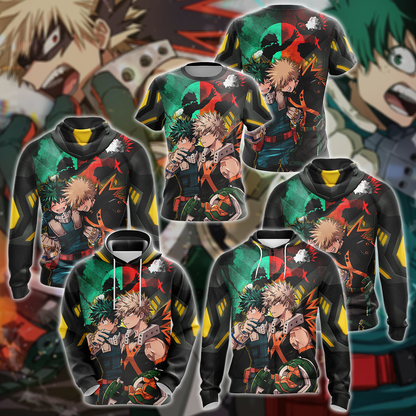My Hero Academia: Deku x Bakugo 3D All Over Print T-shirt Tank Top Zip Hoodie Pullover Hoodie Hawaiian Shirt Beach Shorts Jogger