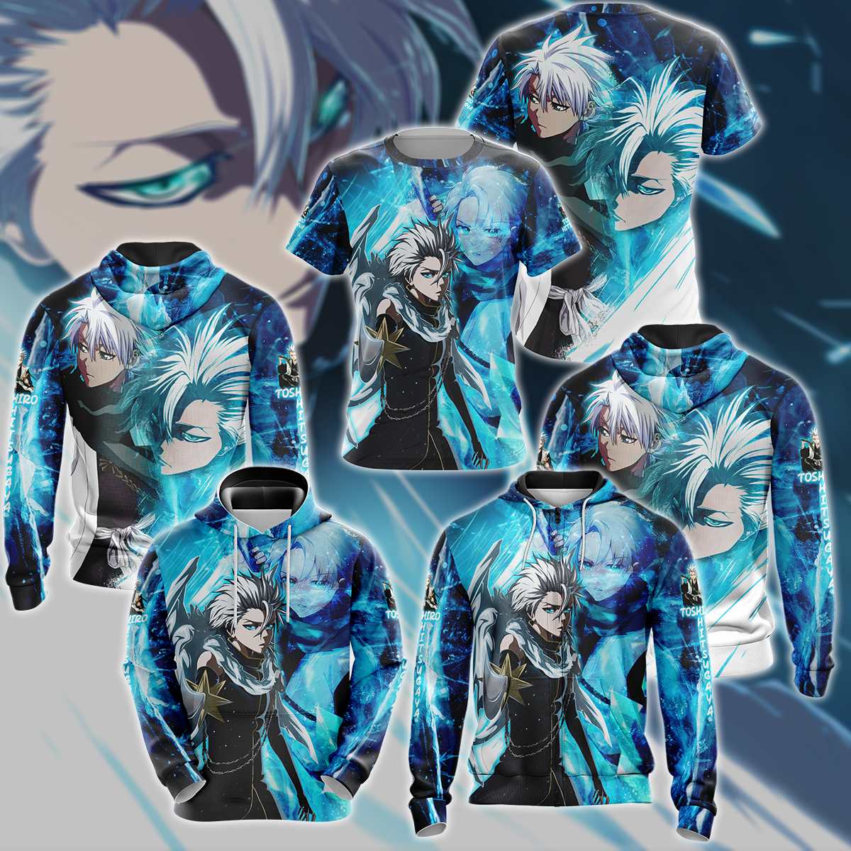 Bleach Toshiro Hitsugaya Anime Manga 3D All Over Print T-shirt Tank Top Zip Hoodie Pullover Hoodie Hawaiian Shirt Beach Shorts Jogger