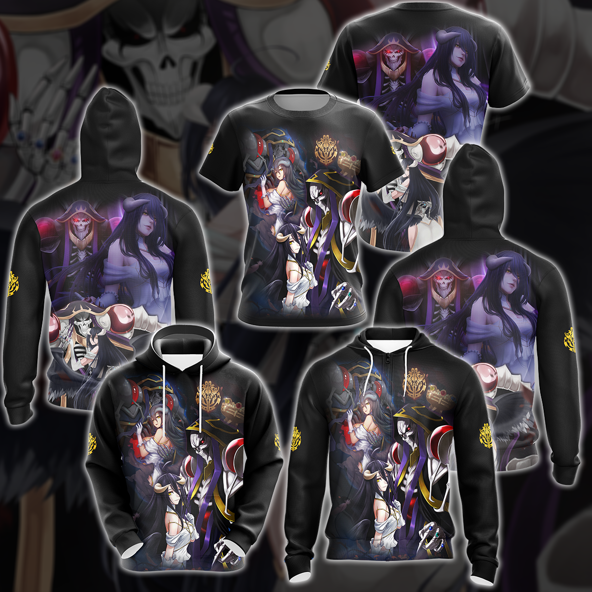 Overlord Ainz Ooal Gown and Albedo Anime Manga 3D All Over Print T-shirt Tank Top Zip Hoodie Pullover Hoodie Hawaiian Shirt Beach Shorts Jogger
