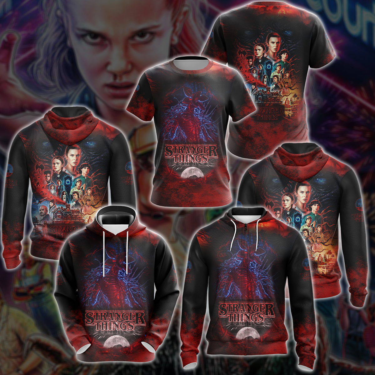 Stranger Things TV Series 3D All Over Print T-shirt Tank Top Zip Hoodie Pullover Hoodie Hawaiian Shirt Beach Shorts Jogger