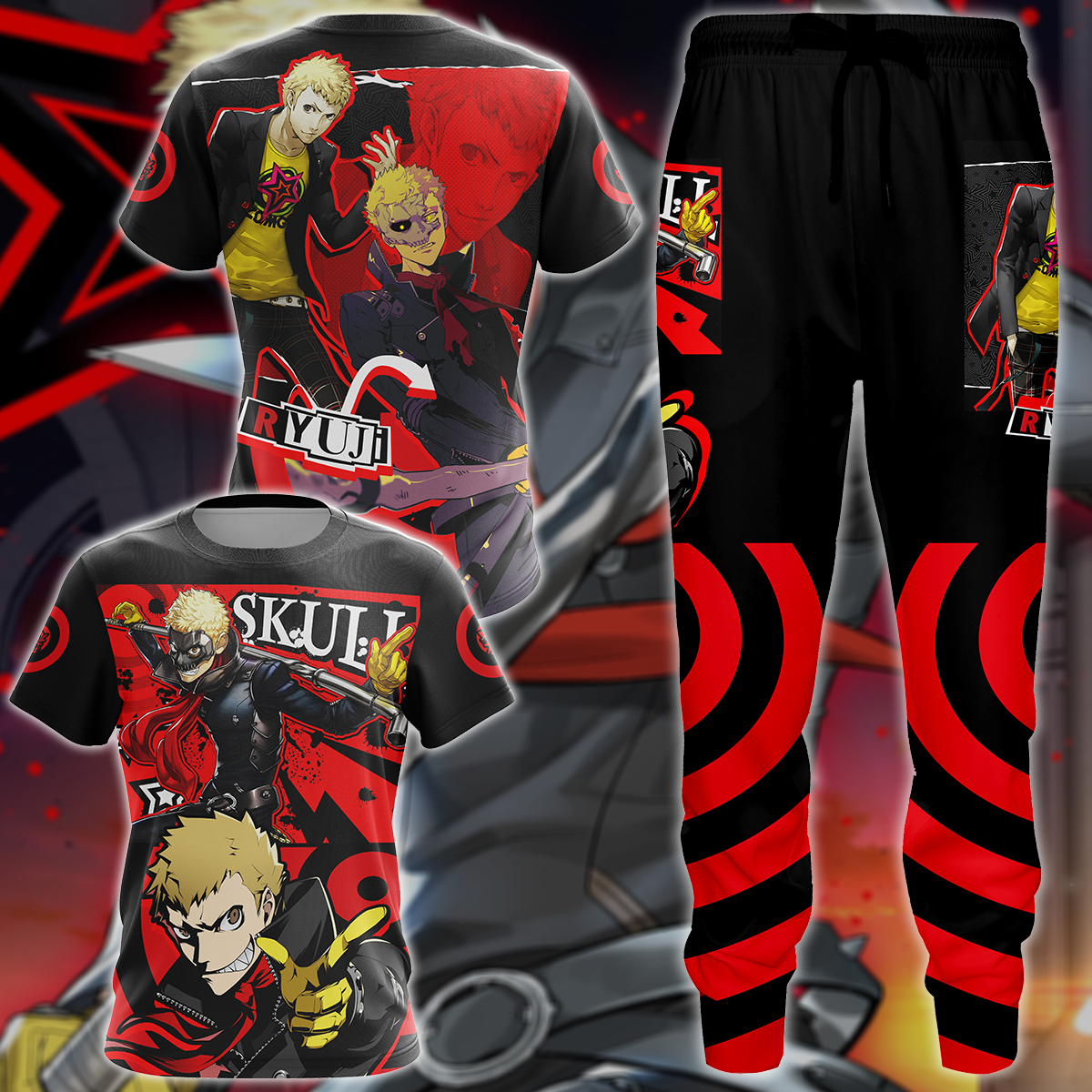 Persona 5 Strikers Ryuji Sakamoto Video Game 3D All Over Print T-shirt Tank Top Zip Hoodie Pullover Hoodie Hawaiian Shirt Beach Shorts Jogger