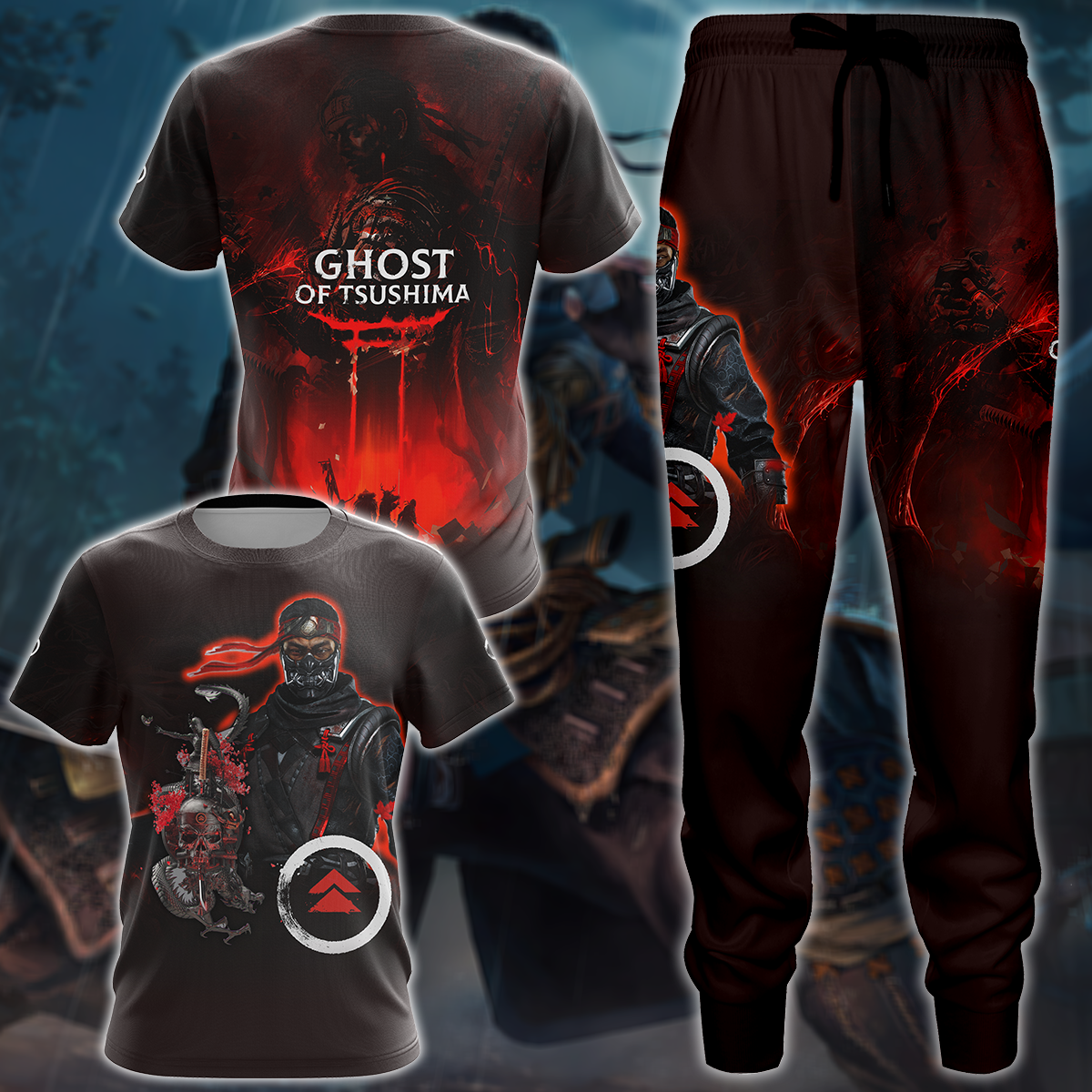 Ghost of Tsushima Video Game 3D All Over Print T-shirt Tank Top Zip Hoodie Pullover Hoodie Hawaiian Shirt Beach Shorts Jogger