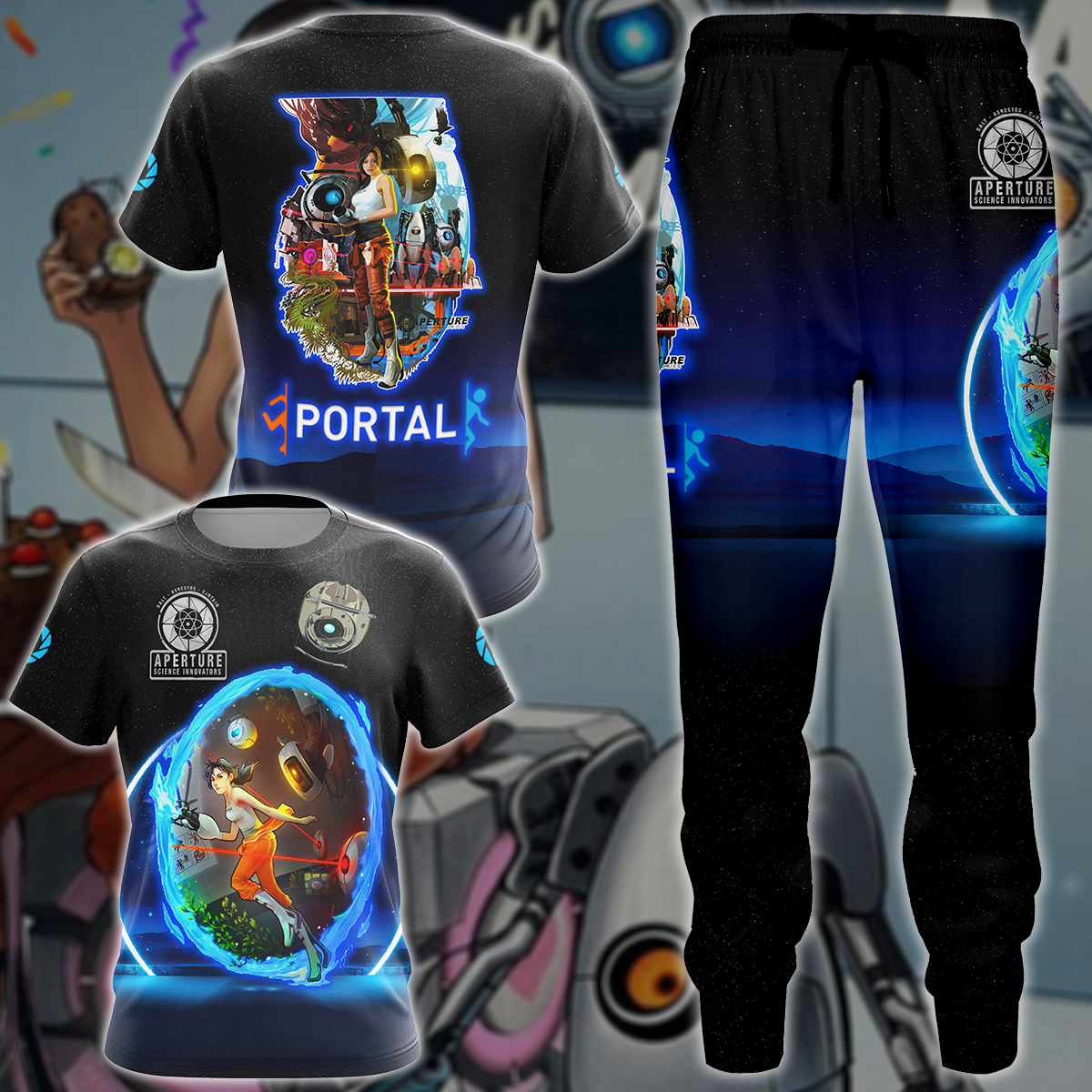 Portal Video Game 3D All Over Printed T-shirt Tank Top Zip Hoodie Pullover Hoodie Hawaiian Shirt Beach Shorts Jogger