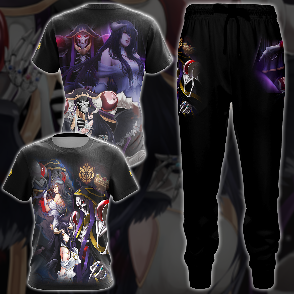 Overlord Ainz Ooal Gown and Albedo Anime Manga 3D All Over Print T-shirt Tank Top Zip Hoodie Pullover Hoodie Hawaiian Shirt Beach Shorts Jogger