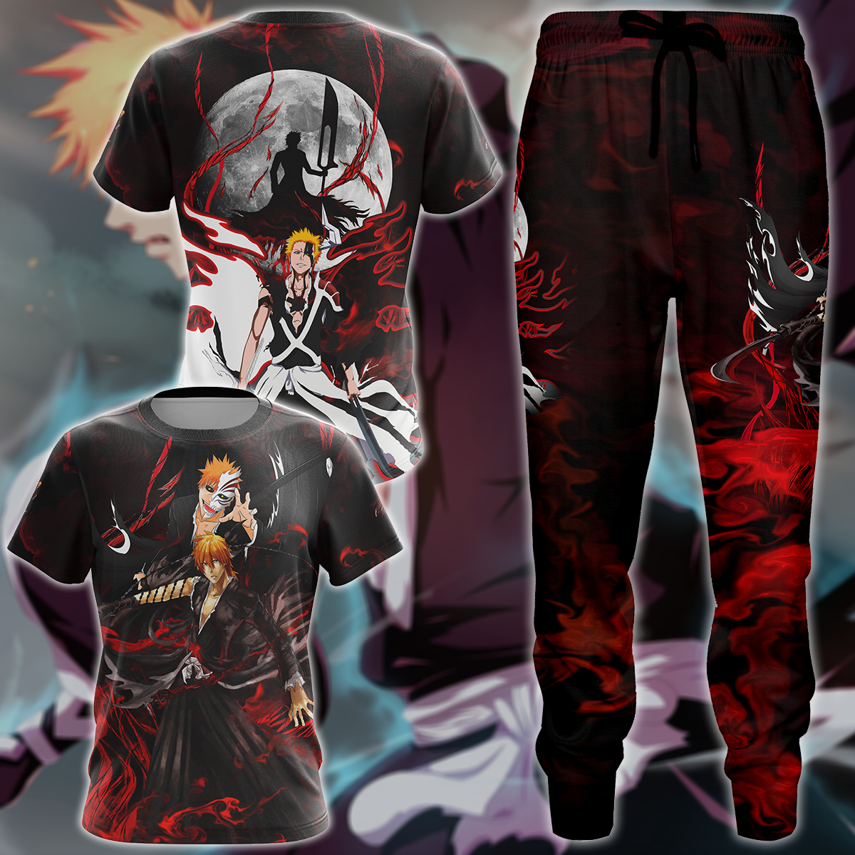 Bleach Ichigo Kurasaki Anime Manga 3D All Over Print T-shirt Tank Top Zip Hoodie Pullover Hoodie Hawaiian Shirt Beach Shorts Jogger