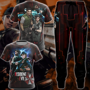 Resident Evil: Jill Valentine & Chris Redfield Video Game 3D All Over Printed T-shirt Tank Top Zip Hoodie Pullover Hoodie Hawaiian Shirt Beach Shorts Jogger   