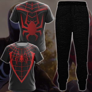 Spider-Man 2 Miles Morales Upgraded Suit Cosplay Video Game All Over Printed T-shirt Tank Top Zip Hoodie Pullover Hoodie Hawaiian Shirt Beach Shorts Joggers   