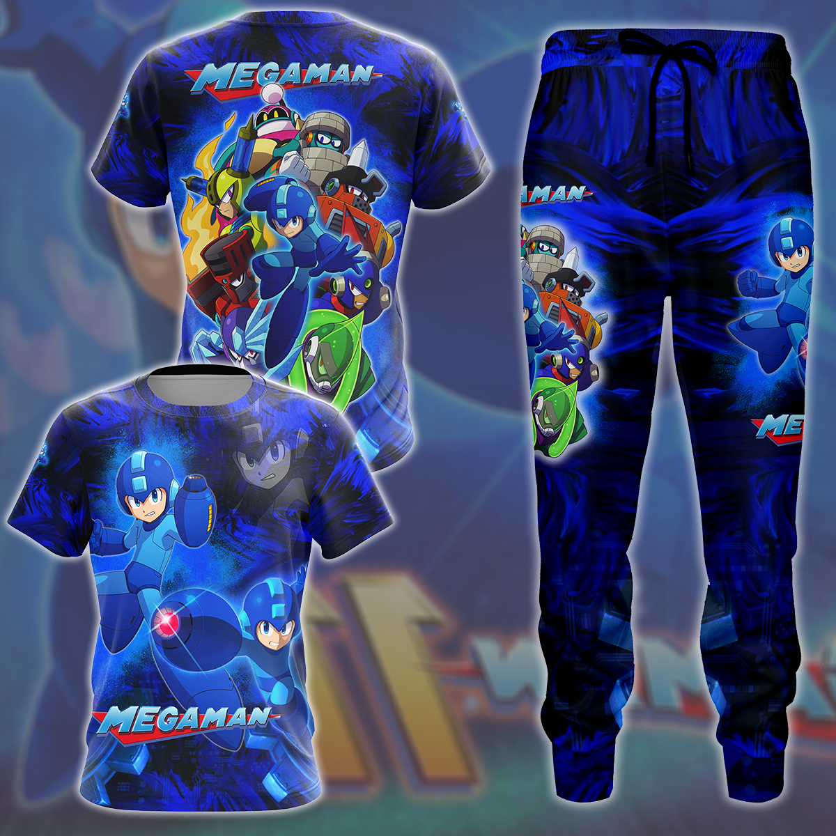 Mega Man Video Game All Over Printed T-shirt Tank Top Zip Hoodie Pullover Hoodie Hawaiian Shirt Beach Shorts Joggers