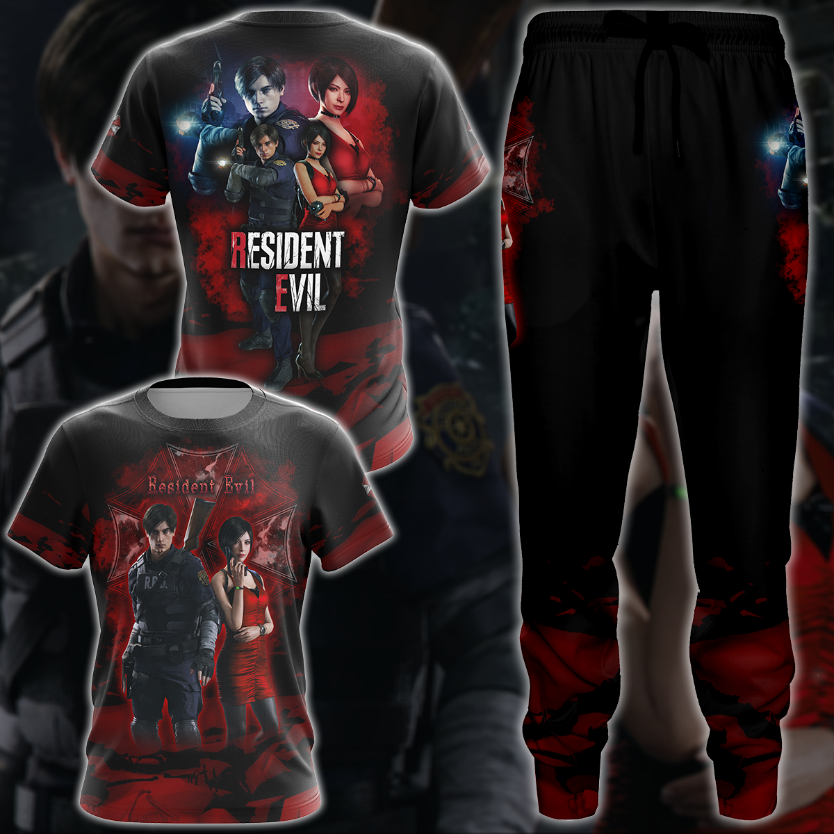 Resident Evil: Ada Wong & Leon Kennedy Video Game 3D All Over Printed T-shirt Tank Top Zip Hoodie Pullover Hoodie Hawaiian Shirt Beach Shorts Jogger
