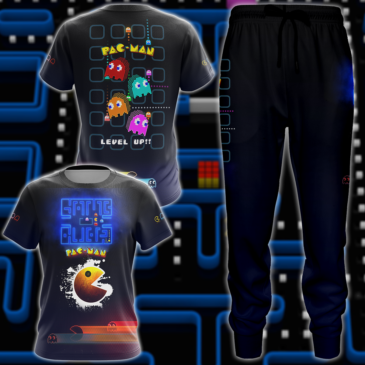 Pac Man Video Game 3D All Over Print T-shirt Tank Top Zip Hoodie Pullover Hoodie Hawaiian Shirt Beach Shorts Jogger