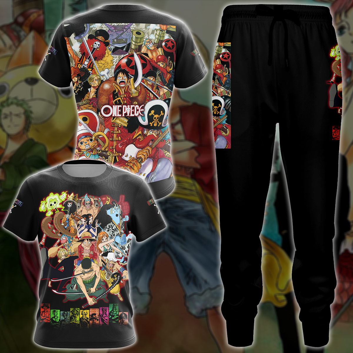 One Piece Straw Hat Pirates Anime Manga 3D All Over Print T-shirt Tank Top Zip Hoodie Pullover Hoodie Hawaiian Shirt Beach Shorts Jogger