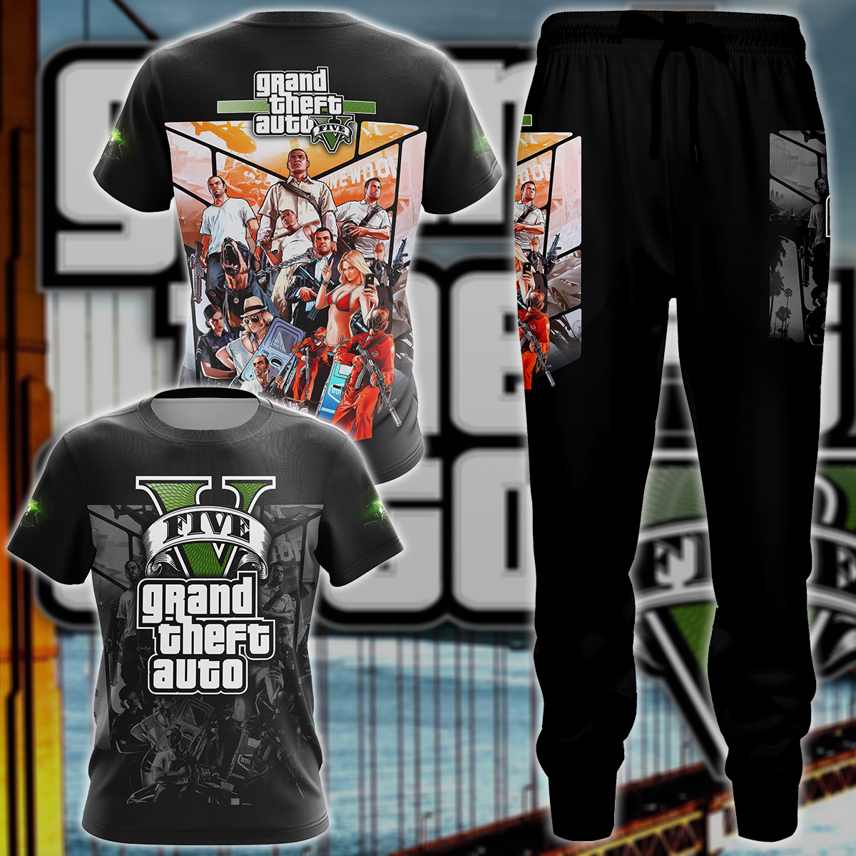 GTA Grand Theft Auto V Video Game 3D All Over Print T-shirt Tank Top Zip Hoodie Pullover Hoodie Hawaiian Shirt Beach Shorts Jogger