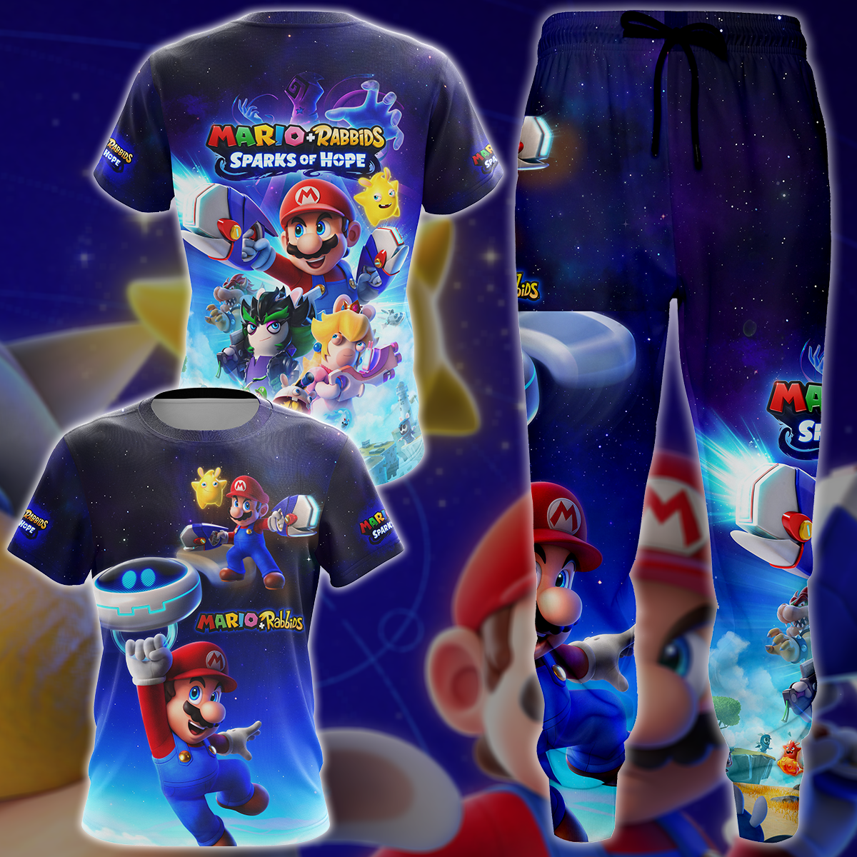 Mario + Rabbids Sparks of Hope Video Game 3D All Over Printed T-shirt Tank Top Zip Hoodie Pullover Hoodie Hawaiian Shirt Beach Shorts Jogger