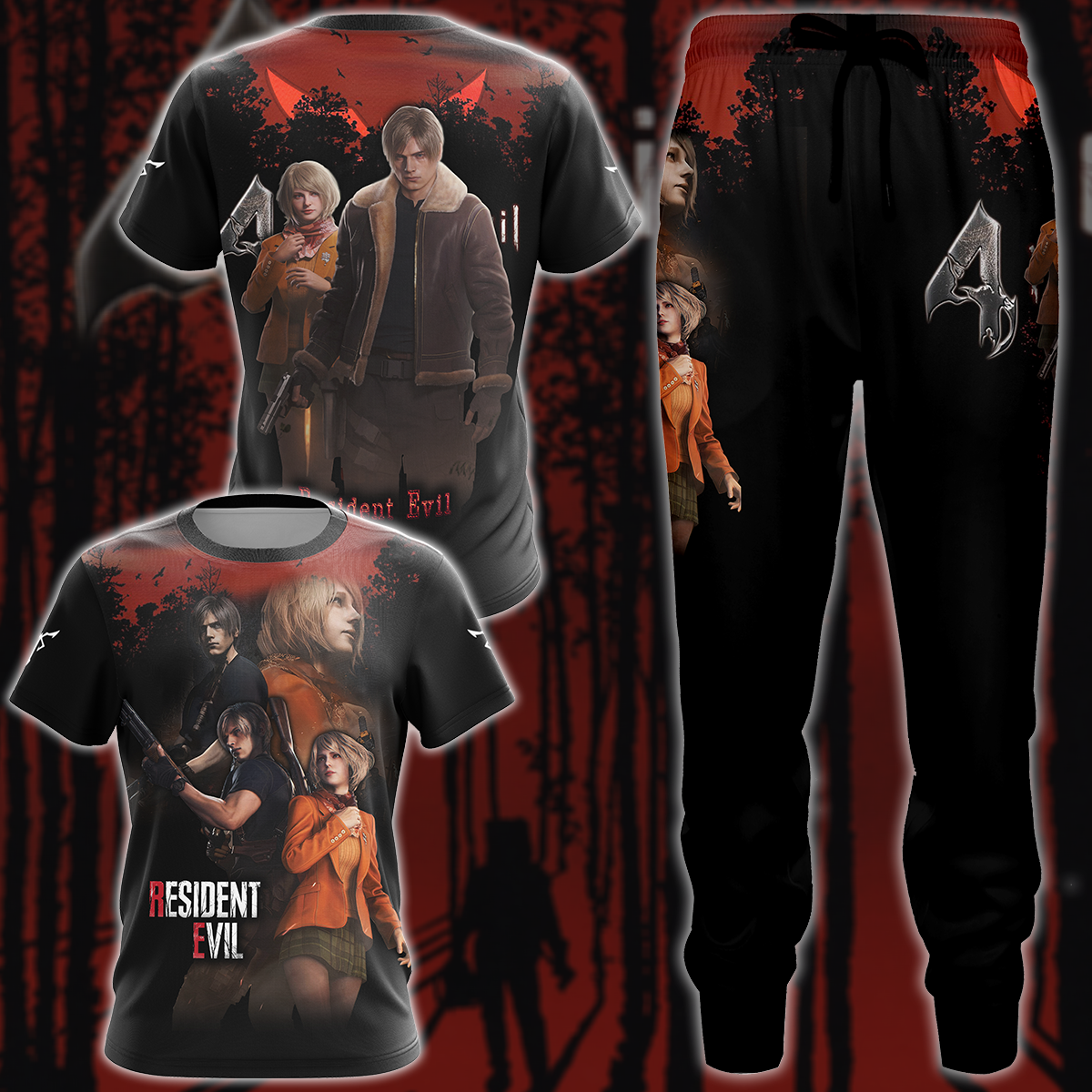 Resident Evil: Leon & Ashley Video Game 3D All Over Printed T-shirt Tank Top Zip Hoodie Pullover Hoodie Hawaiian Shirt Beach Shorts Jogger
