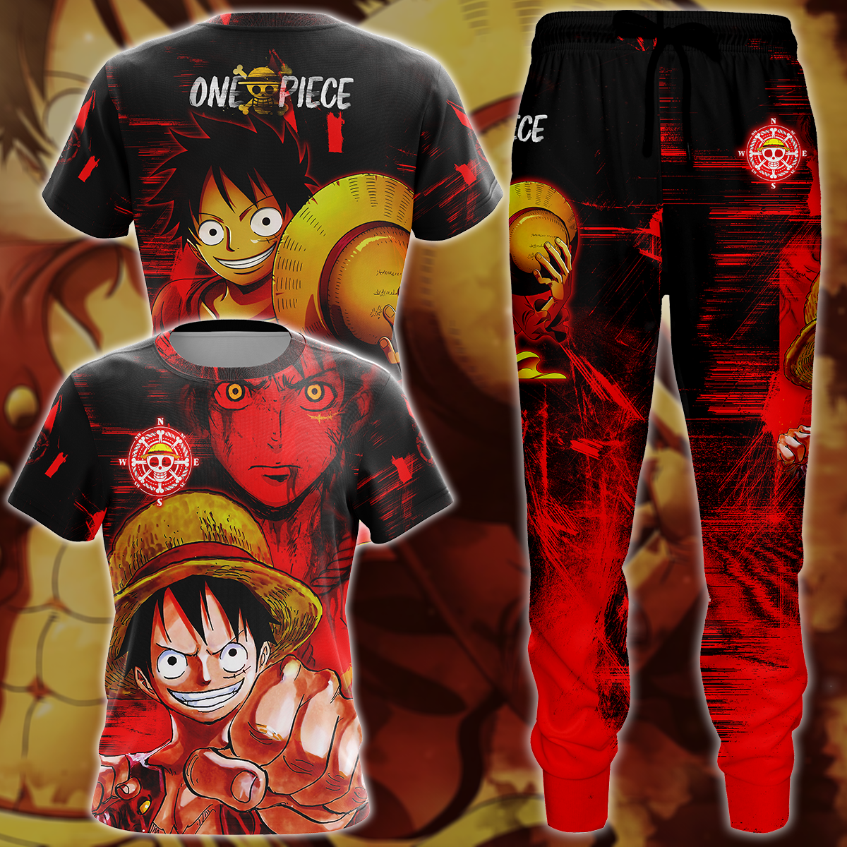 One Piece Monkey D. Luffy 3D All Over Print T-shirt Tank Top Zip Hoodie Pullover Hoodie Hawaiian Shirt Beach Shorts Jogger