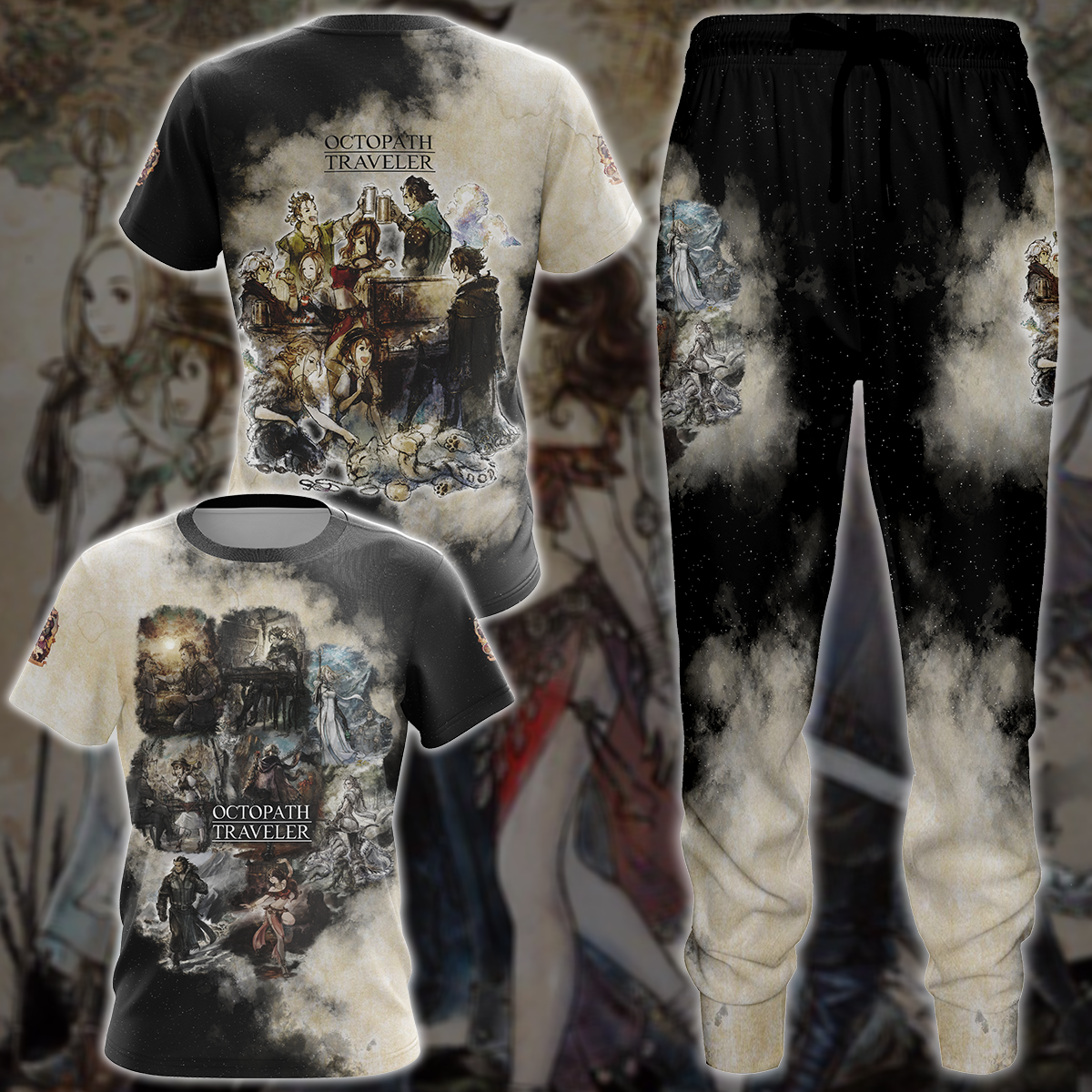 Octopath Traveler Video Game 3D All Over Printed T-shirt Tank Top Zip Hoodie Pullover Hoodie Hawaiian Shirt Beach Shorts Jogger