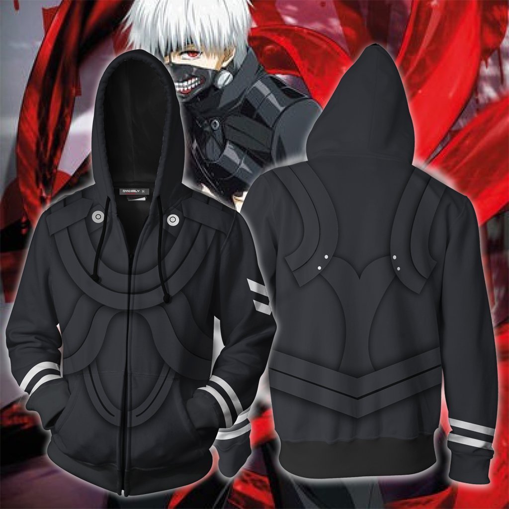Tokyo Ghoul Kaneki Ken Cosplay Zip Up Hoodie Jacket 5XL