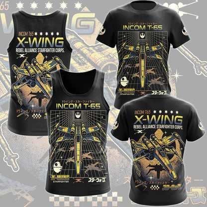 Star Wars X-Wing Star Fighter Video Game All Over Printed T-shirt Tank Top Zip Hoodie Pullover Hoodie Hawaiian Shirt Beach Shorts Joggers