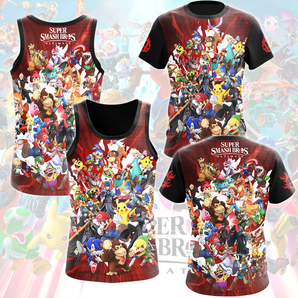 Super Smash Bros. Ultimate Video Game All Over Printed T-shirt Tank Top Zip Hoodie Pullover Hoodie Hawaiian Shirt Beach Shorts Joggers