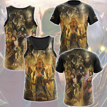 World Of Warcraft The Windrunner Sisters (Alleria, Sylvanas, Vereesa) Video Game All Over Printed T-shirt Tank Top Zip Hoodie Pullover Hoodie Hawaiian Shirt Beach Shorts Joggers