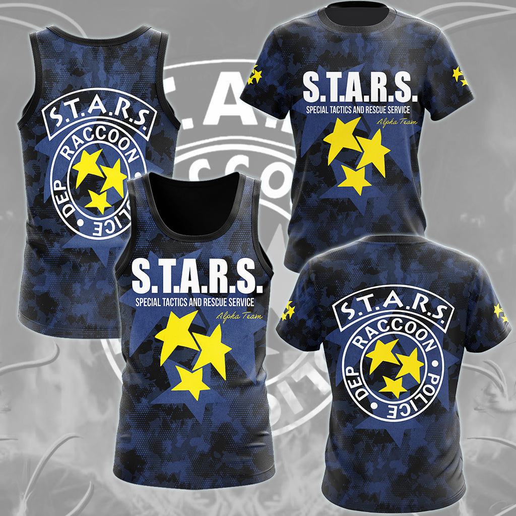 Resident Evil S.T.A.R.S. Alpha Team Video Game All Over Printed T-shirt Tank Top Zip Hoodie Pullover Hoodie Hawaiian Shirt Beach Shorts Joggers