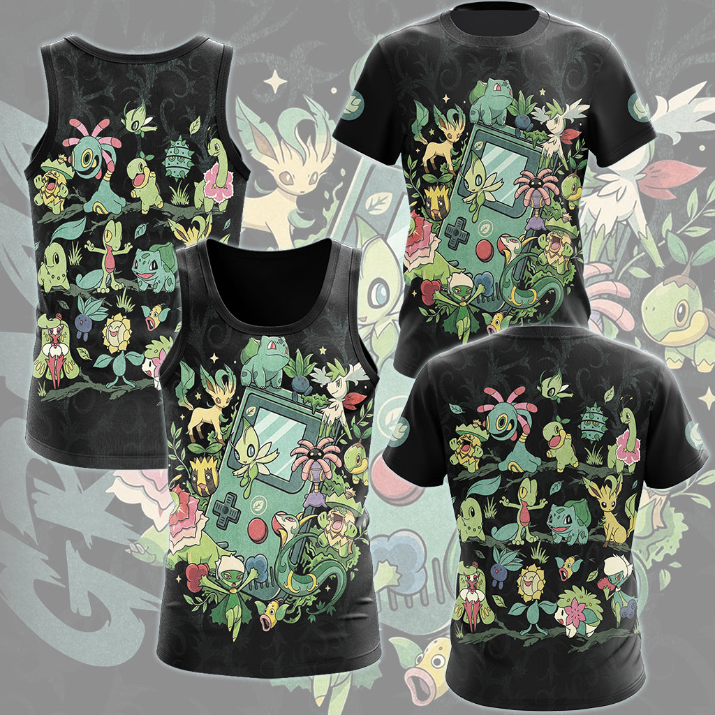 Pokemon Grass Type Club Video Game All Over Printed T-shirt Tank Top Zip Hoodie Pullover Hoodie Hawaiian Shirt Beach Shorts Joggers