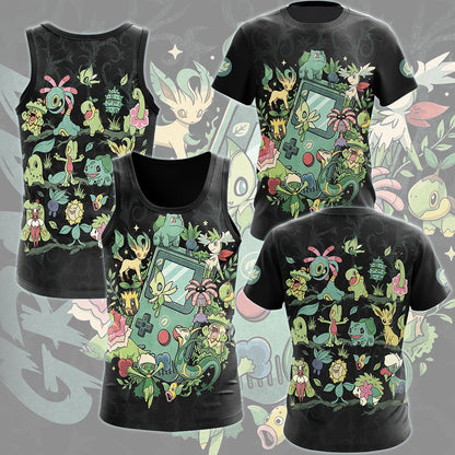 Pokemon Grass Type Club Video Game All Over Printed T-shirt Tank Top Zip Hoodie Pullover Hoodie Hawaiian Shirt Beach Shorts Joggers