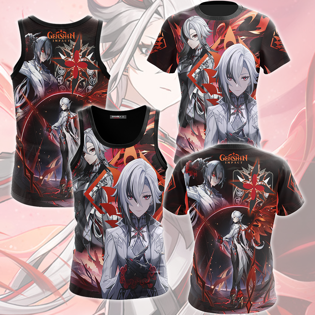 Genshin Impact Arlecchino Video Game All Over Printed T-shirt Tank Top -  WackyTee