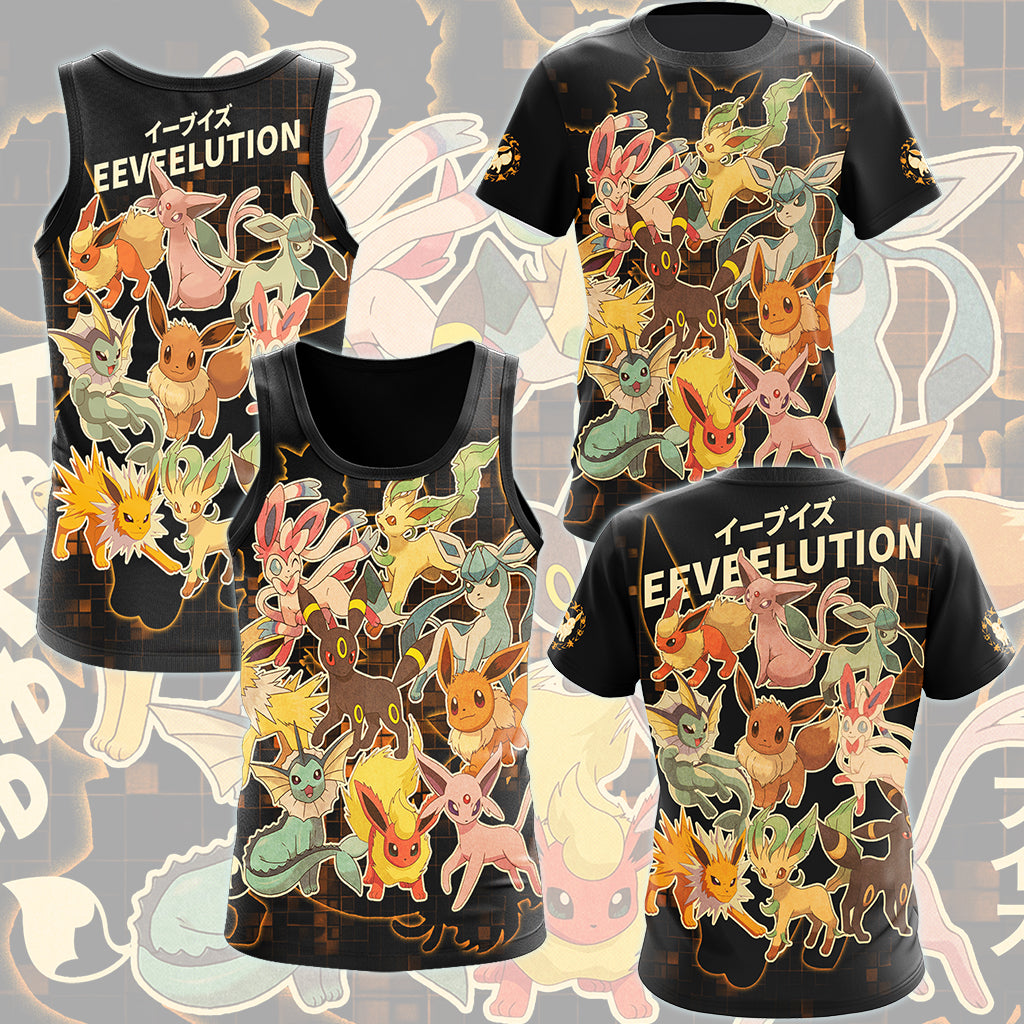 Pokemon Eeveelution Video Game All Over Printed T-shirt Tank Top Zip Hoodie Pullover Hoodie Hawaiian Shirt Beach Shorts Joggers