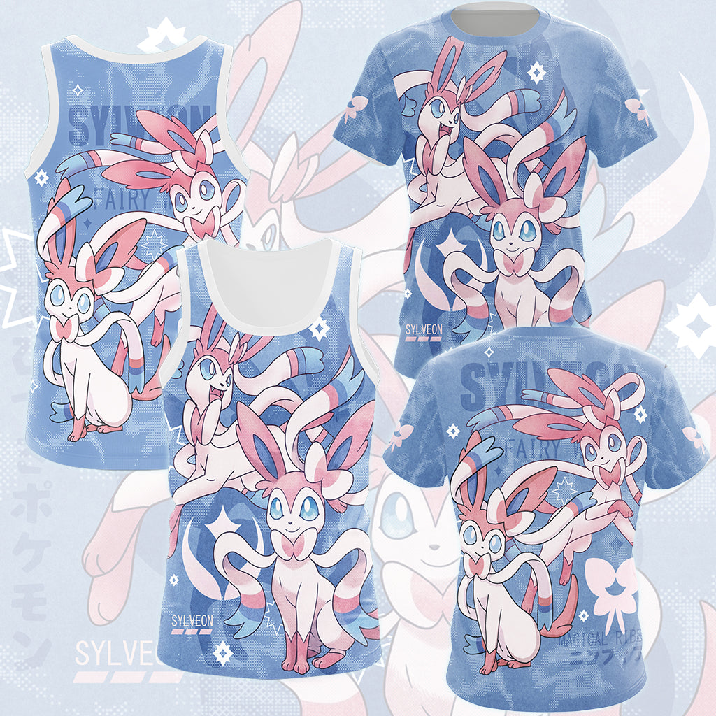 Pokemon Sylveon Video Game All Over Printed T-shirt Tank Top Zip Hoodie Pullover Hoodie Hawaiian Shirt Beach Shorts Joggers